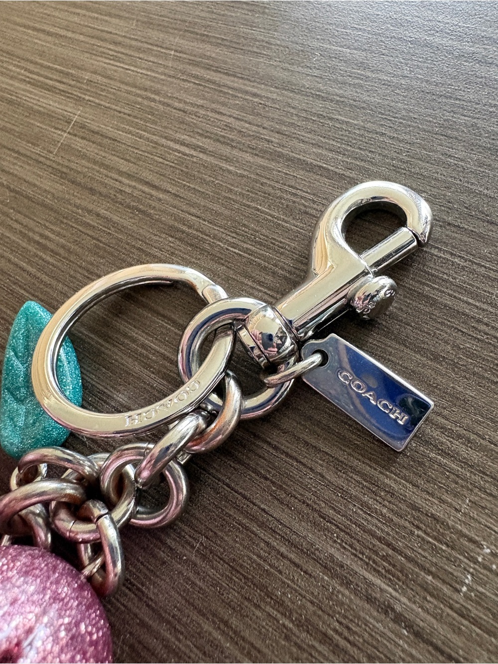 Coach Tea Rose Bag Charm - Pink Glitter - Picture 5 of 7